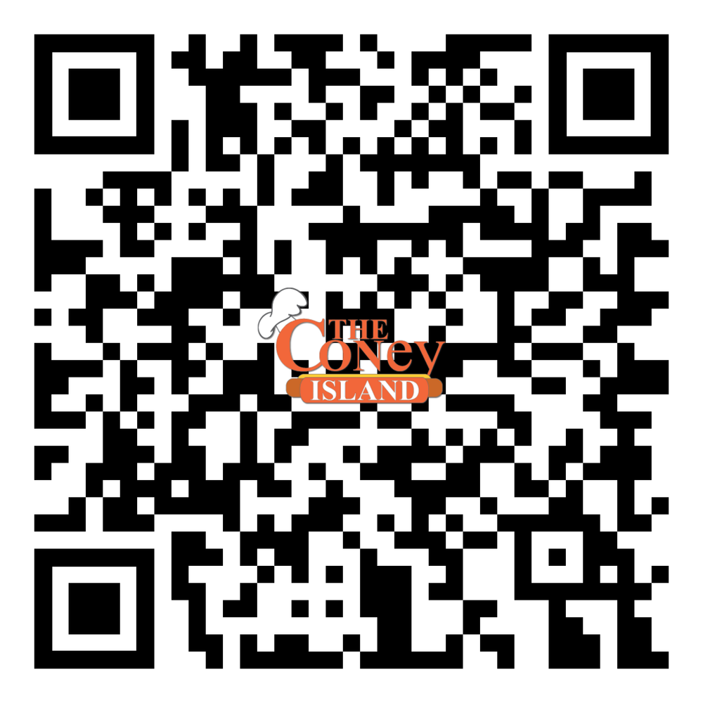 QR code linking to the full menu at coneyislandpottsville.com/menu